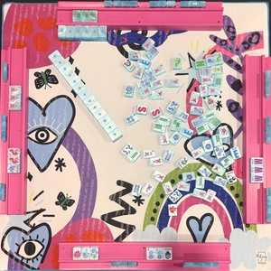 Nuovo Set di Scacchi da Tavolo BESPOKE con Tappetino in Acrilico Inciso Blu Perla Portafortuna, Stile Mahjong Americano, per Intrattenimento e Gioco d'Azzardo - Product Image 5