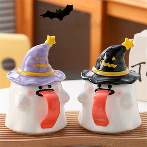 Seaygift 450mL lindo divertido sombrero mágico taza de café porcelana extraño fantasma Halloween Horror <span class=keywords><strong>3D</strong></span> dibujos animados regalo <span class=keywords><strong>tazas</strong></span> con tapas - Product Image 6
