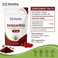 Gélules d'astaxanthine 500mg, 120 unités, service de marque personnalisée OEM/ODM, complément antioxydant, soutient l'énergie, durée de conservation 24 mois, 90g pour tous