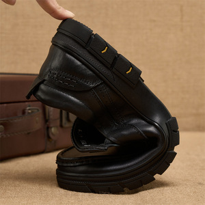Mocassins pour hommes AIBUQIS, bout rond, respirants, doublure en peau de porc, semelle en caoutchouc, chaussures habillées pour le bureau et les occasions professionnelles - Product Image 3