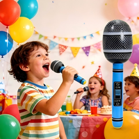 Microphone gonflable en PVC, pour fêtes sur le thème des concerts musicaux, décorations de scène et d'anniversaire, couleurs personnalisées disponibles