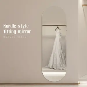 Nouveau corps sans cadre personnalisé miroir sur pied ovale salon Art déco tenture murale miroir à pilules miroir pleine longueur