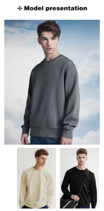 Sweat-shirt unisexe en coton de haute qualité, surdimensionné, taille plus, sweat-shirt à col rond pour femme, sweat-shirt pour homme, broderie personnalisée - Product Image 4