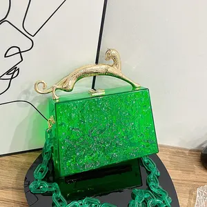 2022 Drop shipping Luxury Small Jelly Bag Acrylic Chain Shoulder Ladies Purses and Handbags Women Clear Handbag Glitter PVC Bag