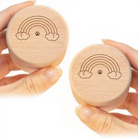 Urna Funeraria Miniatura de Madera de Haya Natural para Mascotas, Puente Arcoíris Grabado, Caja Pequeña para Guardar Cenizas y Pelo, Recuerdo Conmemorativo para Perros y Gatos