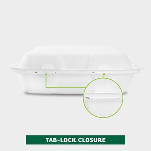 Eco-friendly Biodegradable Recyclable BPA Free Lid Microwavable Sugarcane Bagasse Clamshell 3 Compartment Disposable <b>Lunch</b> <b>Box</b> - Product Image 3