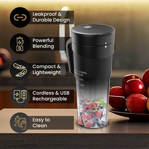 Vaso <span class=keywords><strong>Mezclador</strong></span> Portátil de Alta Calidad, Recargable por USB, 470 ml, 6 Cuchillas, Mini Licuadora de Frutas, Exprimidor Manual, Batidora de Smoothies con Pajita - Product Image 4