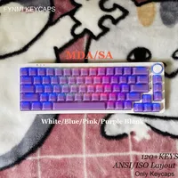 Fynmi Crystal Clear Blank White/Blue/Pink/Purple ANSI/ISO Layout SA/MDA Profile PBT PC Keycaps