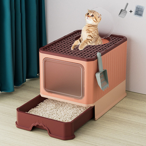 Bac à litière pour chat extra-large anti-éclaboussures et désodorisant - Tiroir renforcé entièrement fermé pour animaux de compagnie - Product Image 3