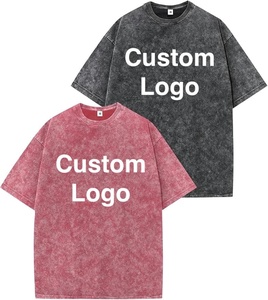 Wholesale 260gsm Heavyweight 100% Cotton Acid Wash T Shirt Custom <b>Logo</b> Oversized Vintage Streetwear Graphic Print Tee - Product Image 1