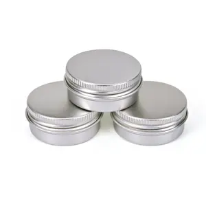 Empty Round Aluminum Cosmetic Jar 15ml Cute Silver Metal Can Aluminum Cream Jar With Lid