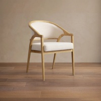 Chaise de salle à manger moderne Sovereign Organic, fauteuil en chêne américain massif, siège rembourré en lin de style Arhaus de luxe pour suite de villa