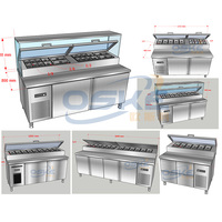 Réfrigérateur commercial de table de préparation de dessus en verre de vente directe d'usine réfrigérateur congélateur pizza salade bar sandwich comptoir réfrigérateur d'affichage