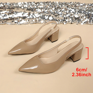 Nuovo Design Personalizzato Scarpe da Donna di Lusso Sexy con Tacco Alto a Punta, in Pelle PU Tinta Unita con Cuciture sui Bordi, Tacco Spesso e <span class=keywords><strong>Fascia</strong></span> <span class=keywords><strong>Elastica</strong></span> K9308-1 - Product Image 6