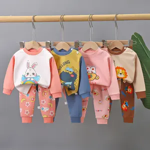 Hot selling baby underwear suits 100% cotton oem pyjamas kids pajamas 2 pcs girl boys cartoon pajamas sets