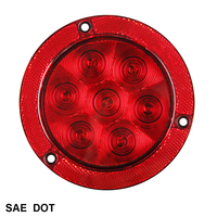 Feu LED rond de 4 pouces Stop/Feu arrière/Clignotant, montage sur bride avec anneau uni, pour camion et remorque, conforme aux normes DOT/SAE/FMVSS108