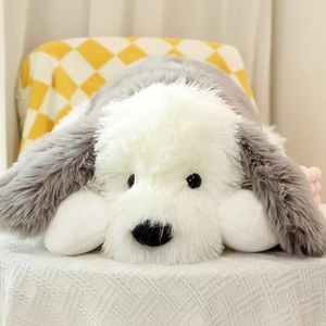 Hot Selling Adorable Long-Haired <strong>Puppy</strong> Stuffed Animal Cute Fluffy Lying Dog Plush Toy Soft Bi-Color Soft Dog Plush Doll - Product Image 4