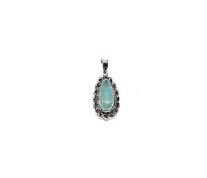 Pendentif en argent sterling 925 fait main avec chalcédoine aqua, bijoux en pierre naturelle, collier élégant de style bohème, cadeau pour femme - Product Image 1