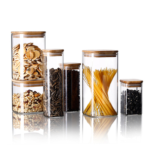 250-1500ml food jar storage jar kitchen storage container with Bamboo Lid