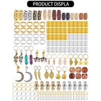 Set Aksesoris Dreadlock, Perhiasan Rambut, Manik-manik, Cincin, Jepit untuk Kepang, Rambut Terpilin, Dekorasi Gaya Rambut DIY
