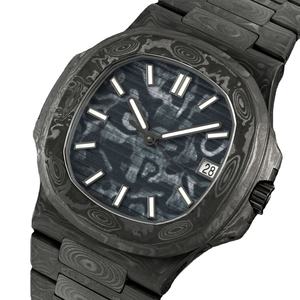 Reloj de Pulsera de Lujo con Textura de Fibra de Carbono, Diseño Clásico y Elegante, Esfera Negra, Fecha Automática, Resistente al Agua, en Oferta - Product Image 2