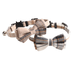 Lindo poliéster Plaid perro gato <span class=keywords><strong>Collar</strong></span> ajustable liberación rápida accesorios para mascotas seguridad Breakaway Bowtie moda Simple para cachorros