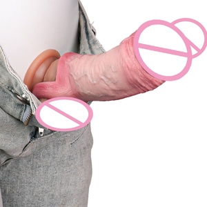 Silicone Large Penis Sleeve Open-ended Dick Sheath Ring Realistic Hollow <b>Dildo</b> Size S M L XL Sex Toy Cock Enlargement - Product Image 4