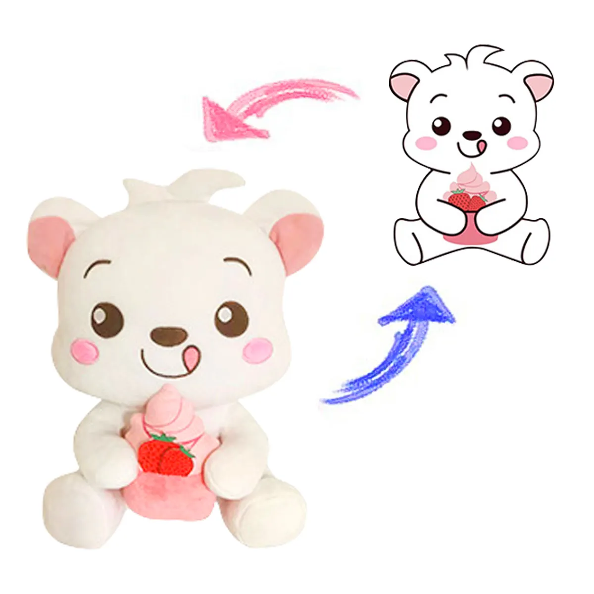 CustomPlushMaker Low MOQ crea un Design personalizzato in cotone felpato con la tua bambola di peluche peluche orsacchiotto di peluche giocattolo peluche personalizzato