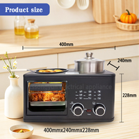 Machine à petit-déjeuner tout-en-un Fours grille-pain Station de cuisson 4 en 1 Cuisinière avec four Poêle à frire