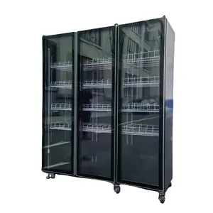 Large Single-Temperature Wine Cooler Refrigerator 3 Glass Door Bar Bottle Beer Beverage Display Cabinet Showcase