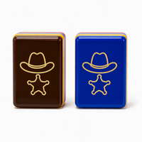 U.fun Ensemble de Mahjong Américain de Luxe Moderne, Série Cowboy Western, Tuiles en Acrylique Gravées Motifs Cactus et Fer à Cheval, Jeu pour 4 Joueurs à Domicile