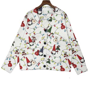 Cardigan en tricot à col en V pour femme, imprimé <span class=keywords><strong>gnome</strong></span> de Noël, lumières de Noël, manches longues, <span class=keywords><strong>pull</strong></span> fantaisie, vente en gros, OEM personnalisé - Product Image 1