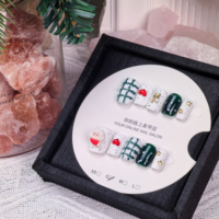 Boîte d'emballage personnalisée pour Noël, faux ongles ronds courts à presser, 10 pièces, boîte cadeau en acrylique, vente en gros pour importateurs