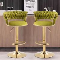 Tabourets de bar modernes et minimalistes en acier inoxydable vert, réglables en hauteur et rotatifs, pour salle à manger/salon