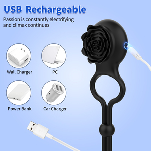 Anillo para Pene con Patrón de Rosas, 10 Frecuencias de Vibración Intensa para Hombres - Product Image 1