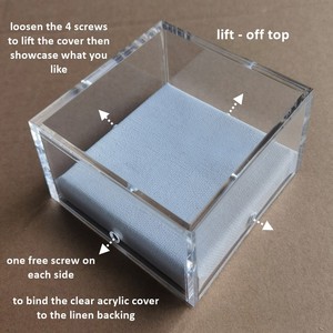 Cornice Trasparente <span class=keywords><strong>in</strong></span> Acrilico <span class=keywords><strong>per</strong></span> <span class=keywords><strong>Quadri</strong></span> e Dipinti, Espositore Shadowbox <span class=keywords><strong>in</strong></span> Acrilico Trasparente con Fondo <span class=keywords><strong>in</strong></span> Lino, Cornici <span class=keywords><strong>per</strong></span> Foto <span class=keywords><strong>in</strong></span> Acrilico - Product Image 3