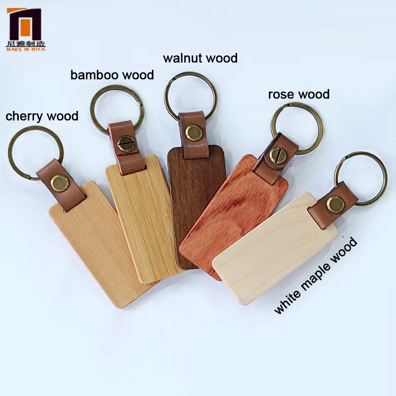 Portachiavi a sublimazione all'ingrosso accessori in legno portachiavi in legno portachiavi in legno per incisione portachiavi personalizzato in legno in pelle