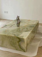 Bloc carré en pierre naturelle, cube vert, table en marbre, décoration d'intérieur, socle en marbre