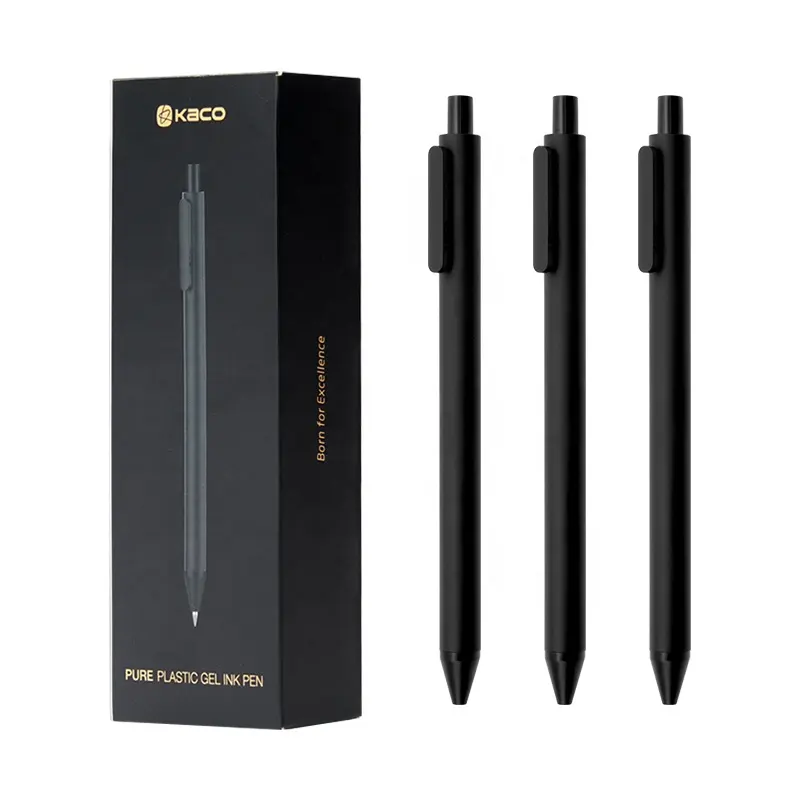 أقلام حبر كروية KACO PURE سوداء اللون تصميم أصلي قابلة للطي 1.0/1.2مم أقلام حبر كروية قوالب مدرسية ترويجية لطيفة للمكتب