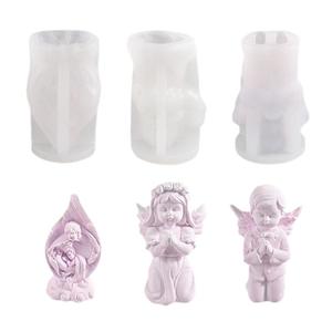 Early Riser Jesús nacimiento resina molde DIY goma gotas familia aromaterapia vela molde de silicona - Product Image 2