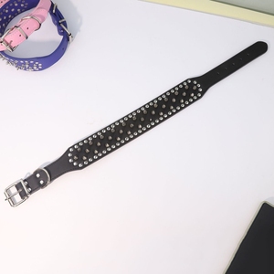 PU Leather Rivet Dog Collar Adjustable Leather Studded Spike Pet Collars New Fashion Designer Heavy Duty Anti-Bite Puppy Collar - Product Image 5