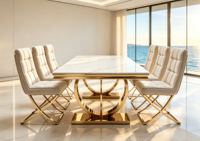 Ensemble de salle à manger de luxe moderne en céramique pour 6 personnes, idéal pour restaurants et hôtels, vente en gros B2B