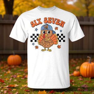 Six Seven Turkey Thanksgiving T-Shirt Cute Boys 67 Meme Design - Product Image 3