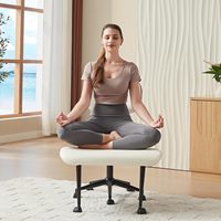 Chaise de méditation avec support de dos en bois incurvé extra large hauteur de chaise de bureau ergonomique pour le bureau du salon