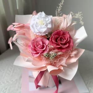 Ramos de Rosas Preservadas Reales Hechos a Mano con Diseño Exquisito para Regalos de Boda y San Valentín, <span class=keywords><strong>Ramo</strong></span> de Flores Secas Preservadas Personalizadas al Por Mayor - Product Image 4