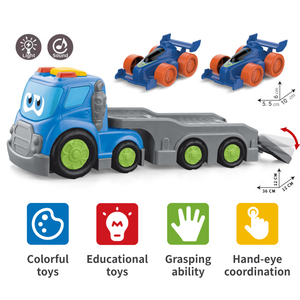 Nouveaux jouets pour garçons, série Fire, véhicules <span class=keywords><strong>de</strong></span> transport à glissière <span class=keywords><strong>de</strong></span> <span class=keywords><strong>dessin</strong></span> <span class=keywords><strong>animé</strong></span>, <span class=keywords><strong>camion</strong></span> jouet à piles et remorque avec éclairage et musique - Product Image 2