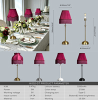 Lampe de table sans fil rechargeable LED moderne nordique de 50 cm avec abat-jour en tissu et franges, décoration d'intérieur, lumière de table pour mariage