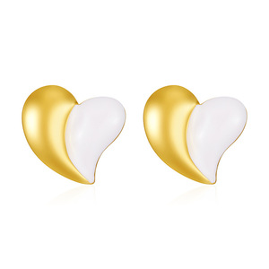 18K PVD Gold Plated Stainless Steel Heart Shape Enamel Oil Drip <b>Stud</b> <b>Earrings</b> for Women | Hypoallergenic Non Fading Jewelry - Product Image 1