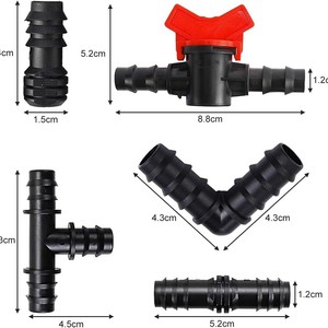 Kit de raccords d'irrigation, connecteurs de tuyaux de 16 mm, coudes, tés, bouchons pour systèmes d'arrosage goutte à goutte - Product Image 1
