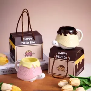 new modern travel 3D creative ceramic tea turtle mug fancy coffee mugs with gift box